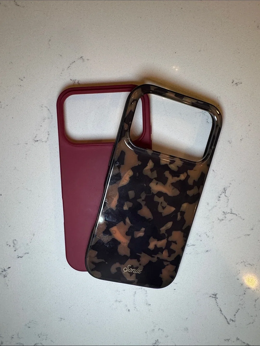 iPhone 17 Pro Sonix Tortoiseshell MagSafe Compatible and burgundy Cases